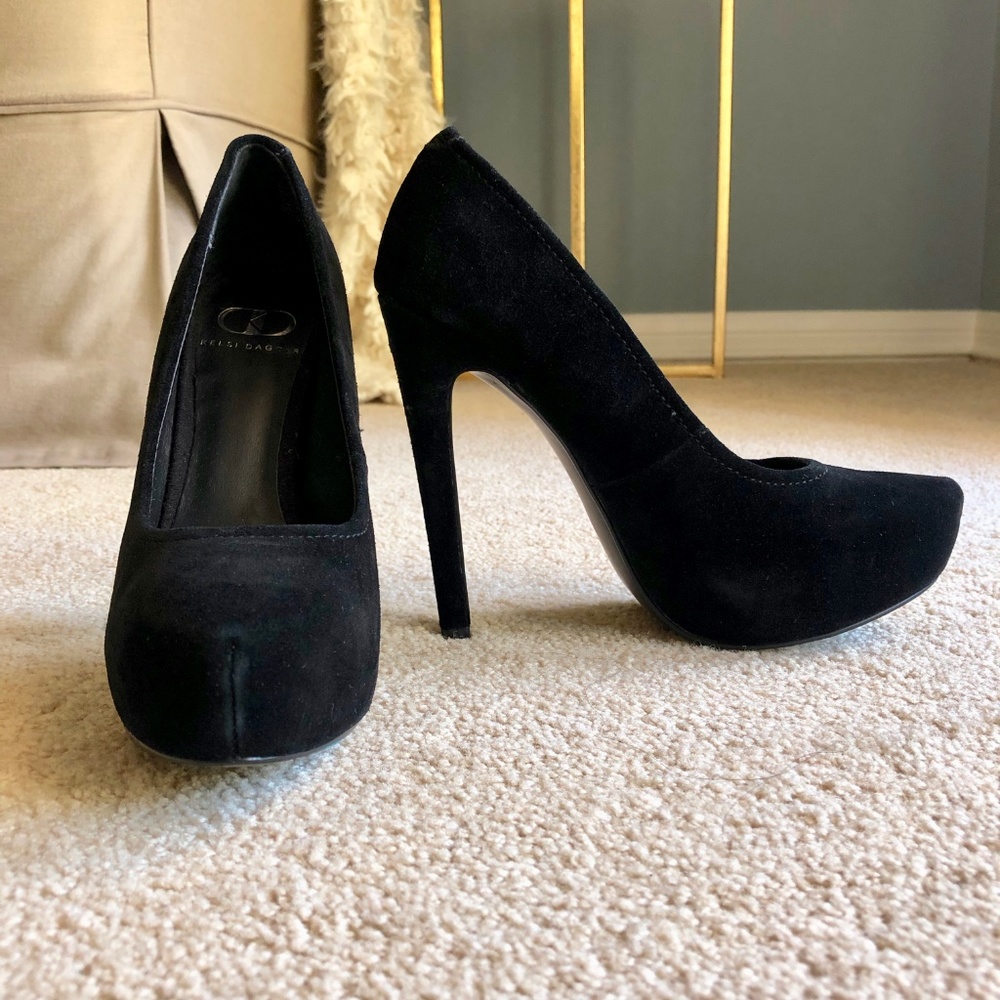 KELSI DAGGER Black Suede Platform Stiletto Heels - Picture 7 of 8